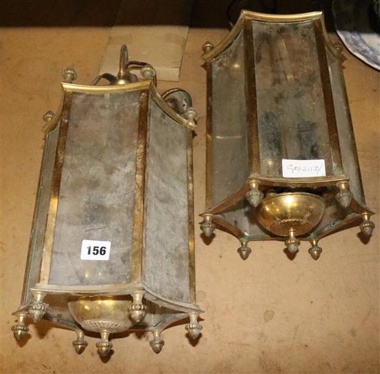 Pair of brass hall lanterns